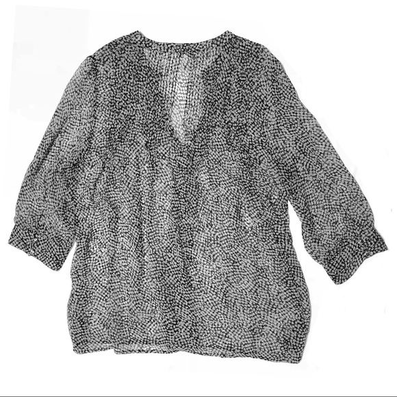 Joie Pure Silk Chiffon Top Black White Raindrop - Picture 7 of 11